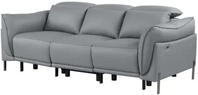 Chintaly Nashville Grey Contemporary Set with One-Touch Reclining Sofa & Love Seat