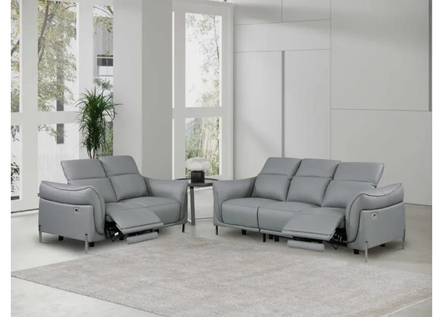 NASHVILLE GREY CONTEMPORARY SET WITH ONE-TOUCH RECLINING SOFA & LOVE SEAT