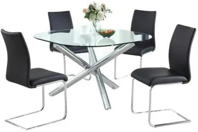 Chintaly Leatrice Black Dining Set with Glass Top Table & 4 Cantilever Chairs