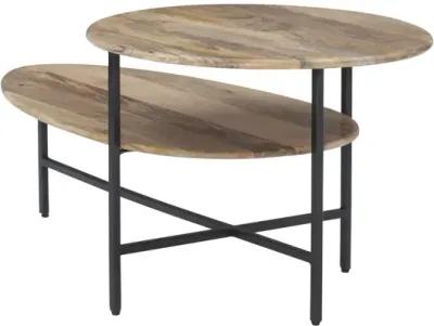 TAVIN 2-TIERED COFFEE TABLE - NATURAL BLACK