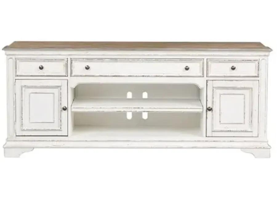 MAGNOLIA MANOR ENTERTAINMENT TV STAND - ANTIQUE WHITE