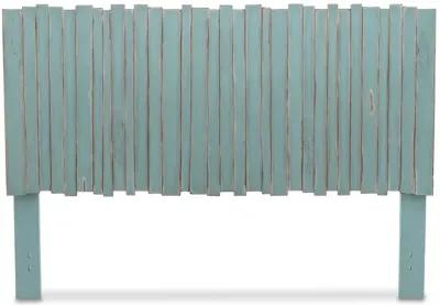 Seawinds Picket Fence Distressed Bleu Finish King Headboard