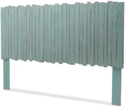 Seawinds Picket Fence Distressed Bleu Finish King Headboard