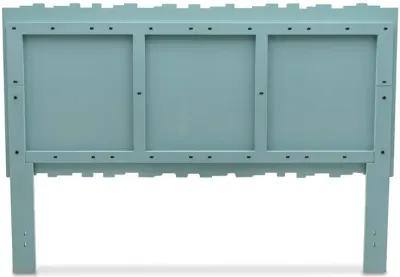 Seawinds Picket Fence Distressed Bleu Finish King Headboard