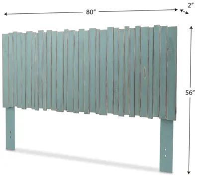 Seawinds Picket Fence Distressed Bleu Finish King Headboard