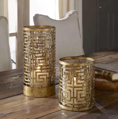 Uttermost Ruhi Antiqued Gold Hurricane Candle Holders