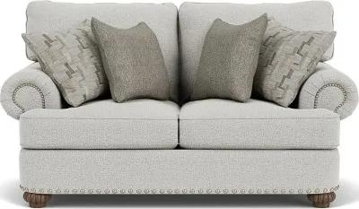 Flexsteel Patterson Silver Glacier Loveseat with Nailhead Trim