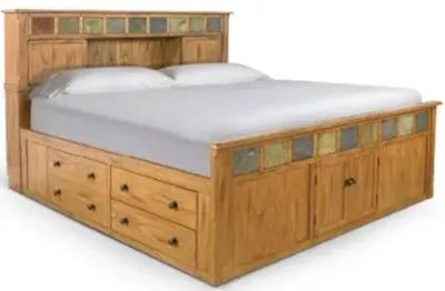 Sunny Designs Sedona Rustic Oak Queen Storage Bed with Slate