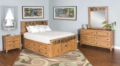 Sunny Designs Sedona Rustic Oak Queen Storage Bed with Slate