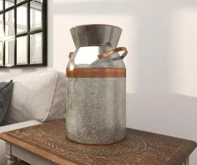 UMA Home Decor Grey Large Metal Milk Can Decorative Jar