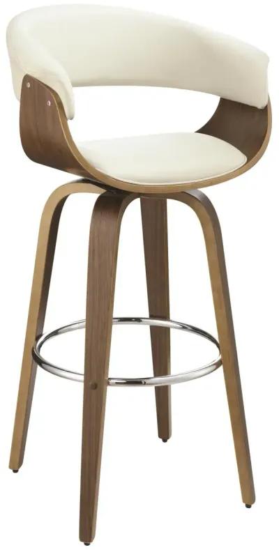 CONTEMPORARY WALNUT & CREAM BAR STOOL