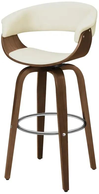 CONTEMPORARY WALNUT & CREAM BAR STOOL