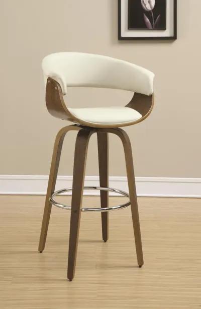 CONTEMPORARY WALNUT & CREAM BAR STOOL