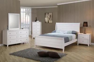 Selena Wood Twin Panel Bed Cream White