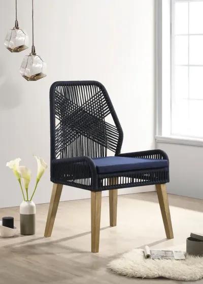 Coaster Nakia Woven Rope Dining Side Chairs Dark Navy