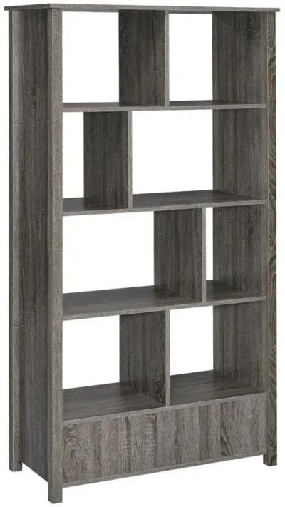 Coaster Dylan 68 Inch 4-Shelf Storage Bookshelf Weathered Grey