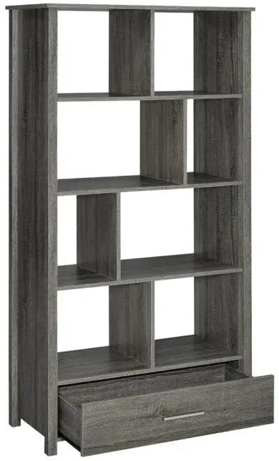 Coaster Dylan 68 Inch 4-Shelf Storage Bookshelf Weathered Grey