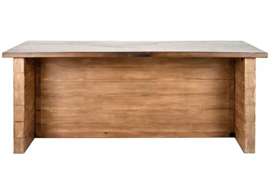 MARCUS 90 INCH COUNTER TABLE WITH JAVA TOP AND ANTIQUE NATURAL BASE