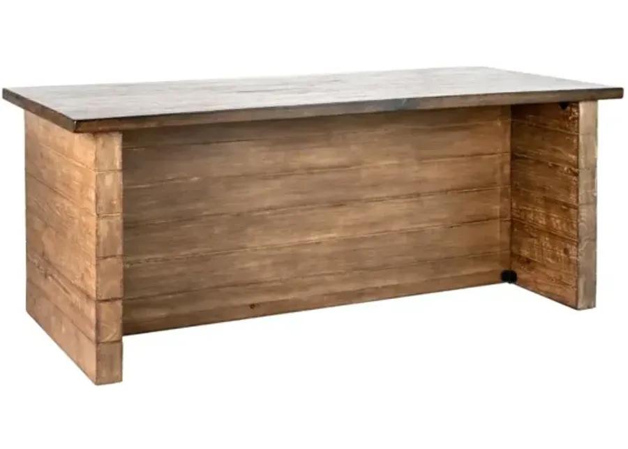 MARCUS 90 INCH COUNTER TABLE WITH JAVA TOP AND ANTIQUE NATURAL BASE