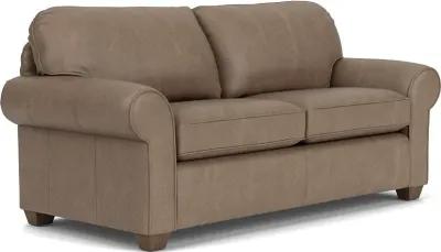 Flexsteel Thornton Mushroom Two-Cushion Leather Sofa