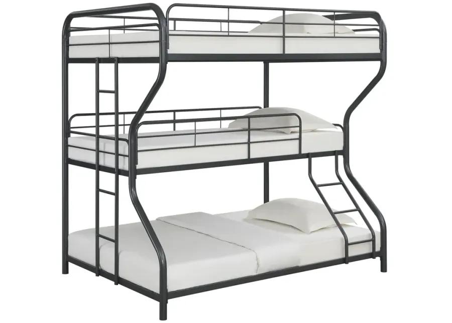 GARNER TRIPLE FULL/TWIN/FULL BUNK BED GUNMENTAL GREY GARNER TRIPLE BUNK BED