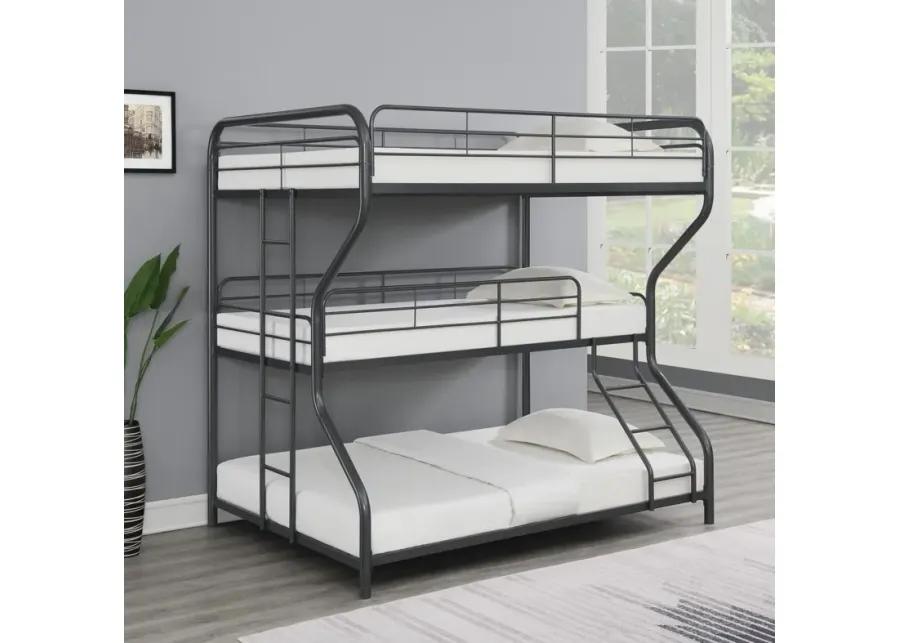 GARNER TRIPLE FULL/TWIN/FULL BUNK BED GUNMENTAL GREY GARNER TRIPLE BUNK BED