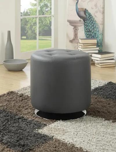 Coaster Bowman Round Upholstered Tufted Swivel Ottoman Grey