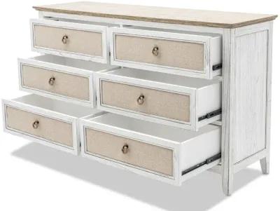 Seawinds Captiva Island 6-Drawer Dresser Beach Sand/Weathered White Finish