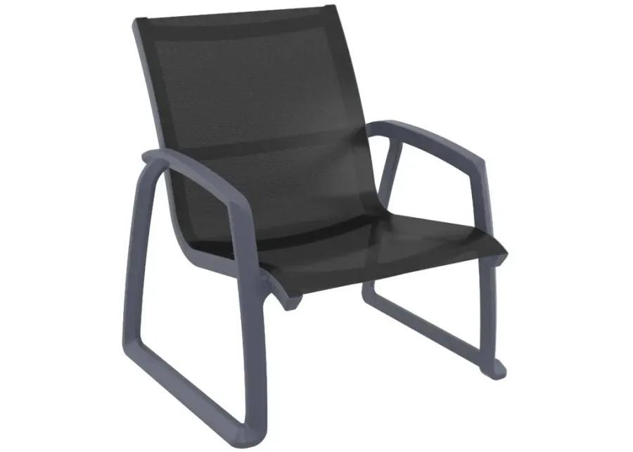 PACIFIC CLUB ARM CHAIR DARK GRAY FRAME BLACK SLING