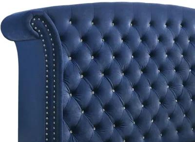 Coaster Melody Upholstered King Wingback Bed Pacific Blue