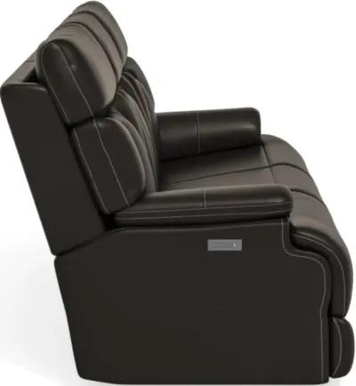 Flexsteel Clive Black Power Reclining Sofa with Power Headrests & Lumbar