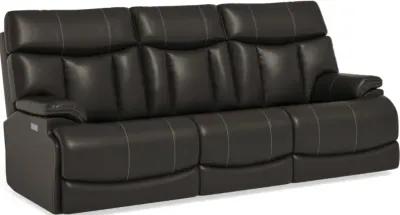 Flexsteel Clive Black Power Reclining Sofa with Power Headrests & Lumbar