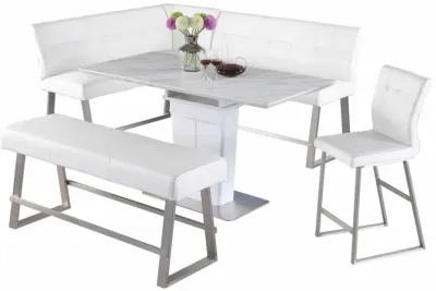 GWEN CONTEMPORARY DINING COUNTER SET WITH EXTENDABLE TABLE & REVERSIBLE NOOK