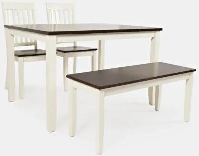 Jofran Decatur Lane Table with 2 Chairs, Bench White Autumn Brown