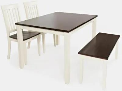 Jofran Decatur Lane Table with 2 Chairs, Bench White Autumn Brown