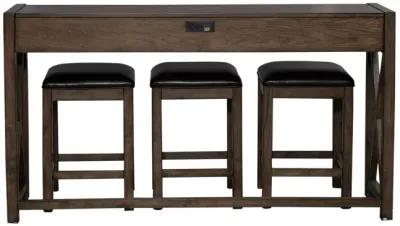 Liberty Furniture Lennox 4-Piece Medium Brown Console Bar Stools & Table Set