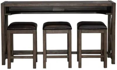 Liberty Furniture Lennox 4-Piece Medium Brown Console Bar Stools & Table Set