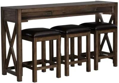 Liberty Furniture Lennox 4-Piece Medium Brown Console Bar Stools & Table Set