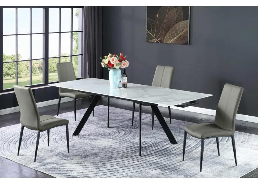 ALEXANDRA EXTENDABLE DINING TABLE WITH STEEL FOUR-LEGGED BASE