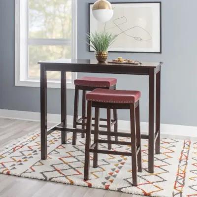 Linon Claridge 3-Piece Brown/Red Bar Stools & Table Set