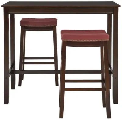 Linon Claridge 3-Piece Brown/Red Bar Stools & Table Set