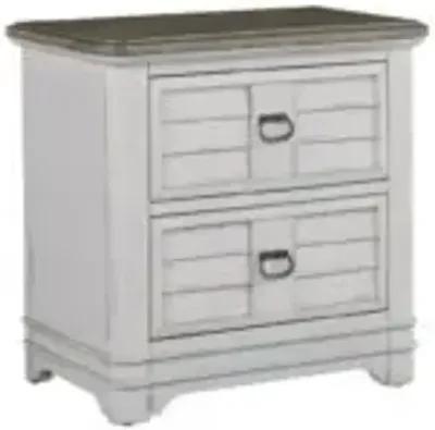 TWO DRAWER NIGHTSTAND - MEADOWBROOK WHITEWASH