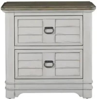 TWO DRAWER NIGHTSTAND - MEADOWBROOK WHITEWASH