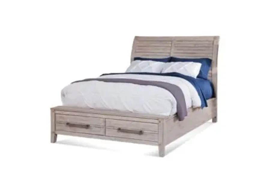 QUEEN COMPLETE SLEIGH BED W/ STORAGE FOOTBOARD