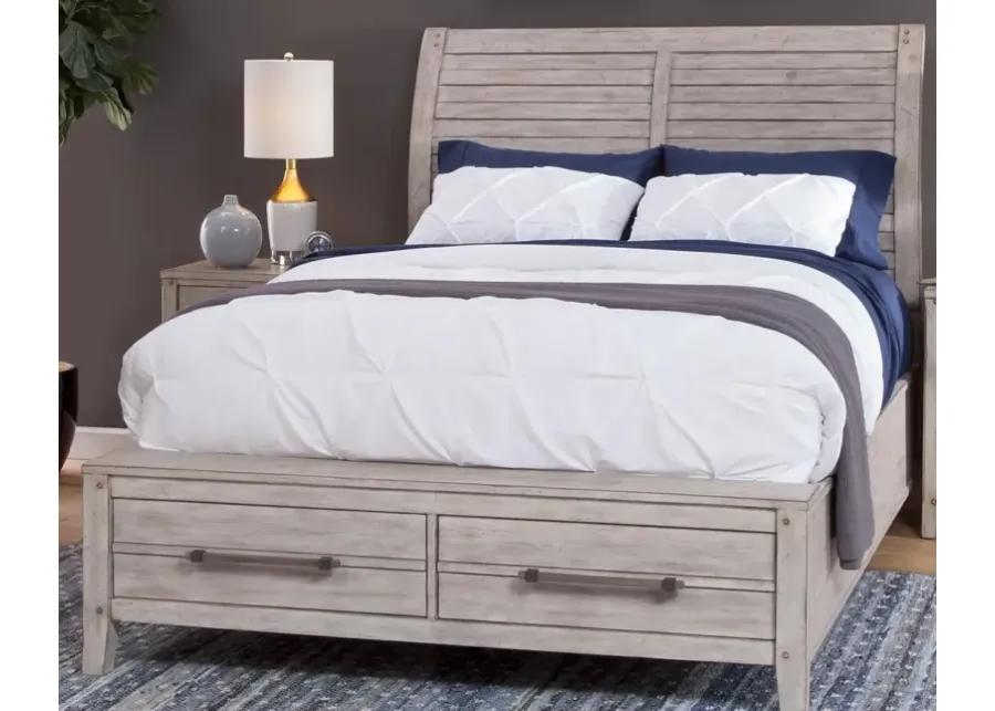 QUEEN COMPLETE SLEIGH BED W/ STORAGE FOOTBOARD