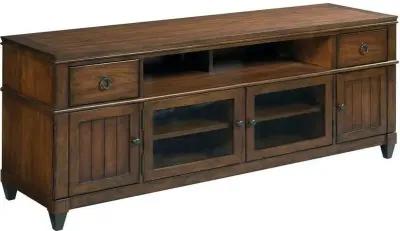 Hammary Traditional Wooden Media Console with Glass Doors in Mahogany Finish