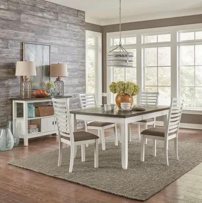 Brook Bay 5-Piece Carbon Grey/Textured White Leg Dining Table Set