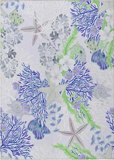 Dalyn Frosty Flora Winter Marine Life Pattern 5'X8' Area Rug with Purple & Grey Accents