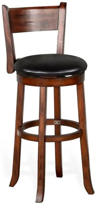 Sunny Designs Tuscany Vintage Mocha 30 Inch Swivel Bar Counter-Height Stool with Cushioned Seat & Back