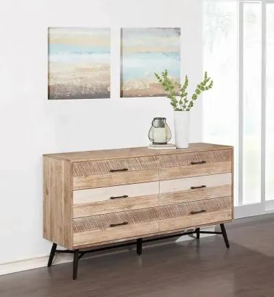 Coaster Marlow 6-Drawer Dresser Rough Sawn Multi